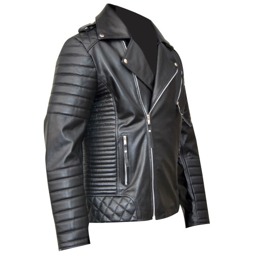 Men's Brando Style Sheep Leather Jacket / Stylish Brando Biker Jacket