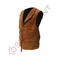 Men's Stylish Tan Western Suede Leather Vest 