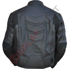 New Men Black Motorcycle Leather Jacket With CE Armour Padding