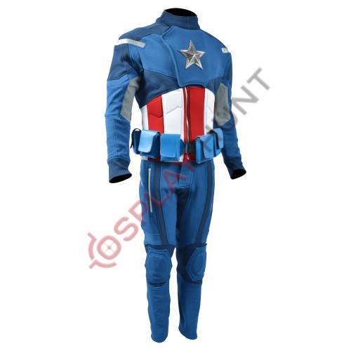 The Avengers : Captain America Costume Suit  (Textured Stretch Fabric ) with Accessories