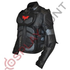 Batman The Dark Knight Rises Motorcycle Leather Jacket Red Logo / Batman v Bane Motorbike jacket