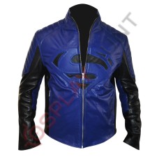 Clark Kent Superman Smallville Blue Leather Jacket / Superman Man of Steel Leather Jacket 