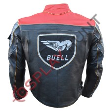 Men Buell Motorcycle Leather Jacket Red / Buell Moto Leather Jacket With CE Armour Padding