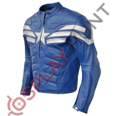 Chris Evan Captain America The Winter Soldier Leather Jacket 2014 Royal Blue 