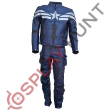 Chris Evan Captain America The Winter Soldier Leather Suit 2014 Navy Blue 