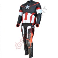 Avengers Age of Ultron Captain America Steve Rogers Costume Leather Suit / Avenger 2 Age of Ultron Suit Black