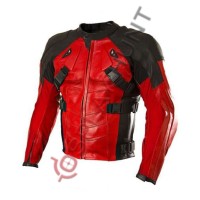 Dead Pool Motorcycle Leather Jacket with CE Armored Padding /Dead Pool Motorbike Jacket