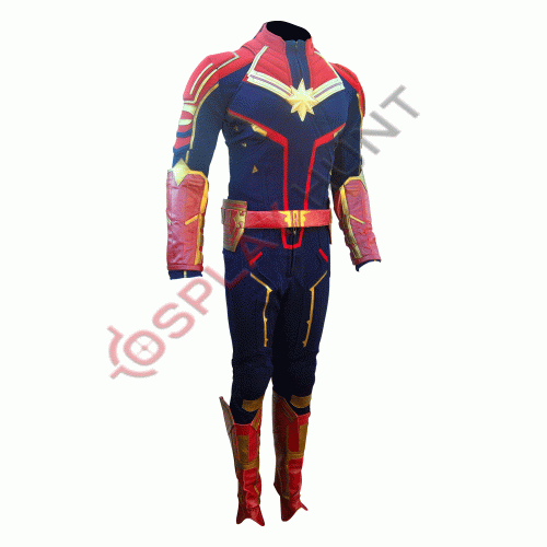 Carol Danvers Captain Marvel Movie Cosplay Costume Avengers Endgame (Texture Stretch Fabric)