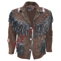 Men's Western Dark Brown Sculley Suede Leather Jacket